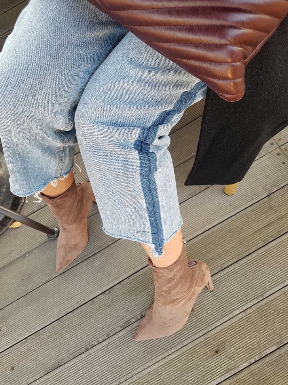 Suede Socks Span Ring Zip Ankle Boots 9cm Black Br