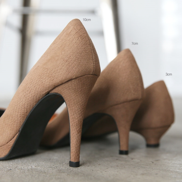 Mouton suede pumps 3cm flat, 7cm middle heel, 10cm