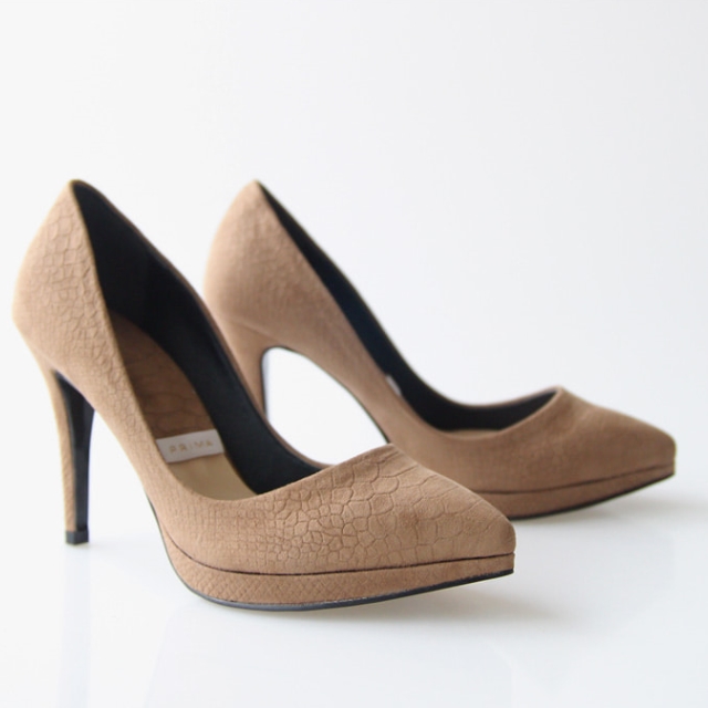 Mouton suede pumps 3cm flat, 7cm middle heel, 10cm