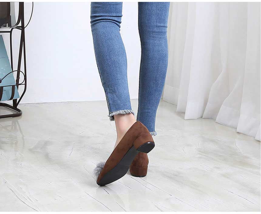 Lining Brushed Bubble Fur Suede Pumps 3cm Fur Trim