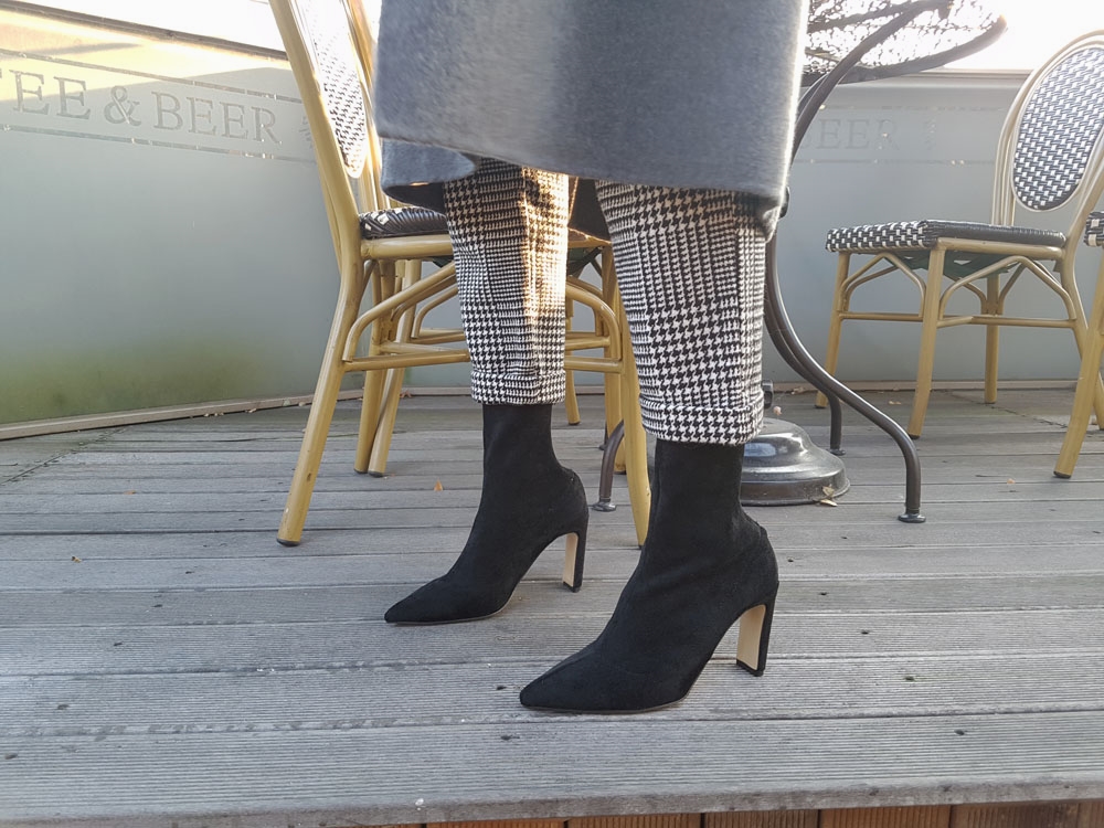 Suede Socks Span Ring Zip Ankle Boots 9cm Black Br