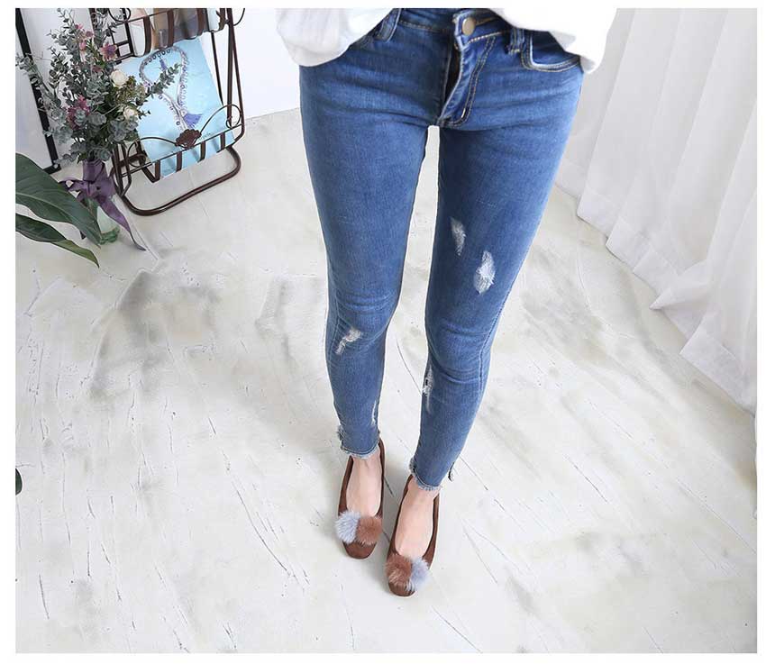 Lining Brushed Bubble Fur Suede Pumps 3cm Fur Trim