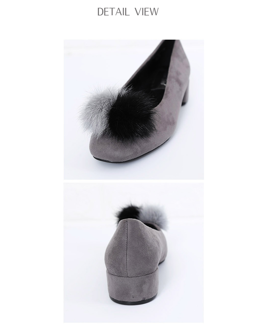 Lining Brushed Bubble Fur Suede Pumps 3cm Fur Trim