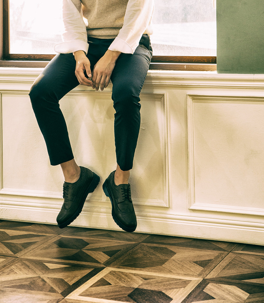 Men's Heel Wingtip Lopper Trendy Styling Dandy 