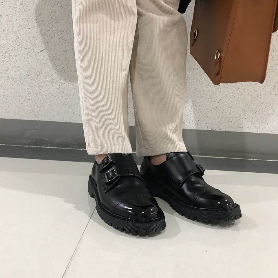 Double Strap Man Monk Shoes Comfortable Shoes Heig