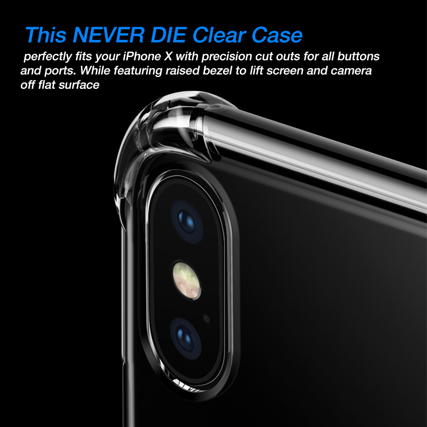 IPhone X Case Never Die Bumper Clear Shock Protect