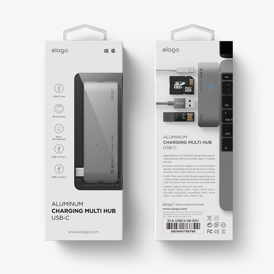 Ella USB-C type multi-hub MacBook USB port C gende