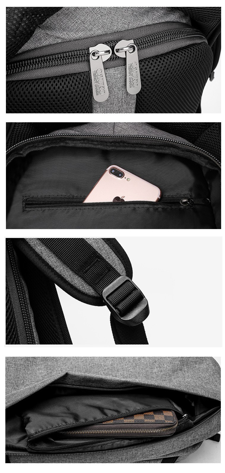 Inbags male laptop carrier band usb expandable bac