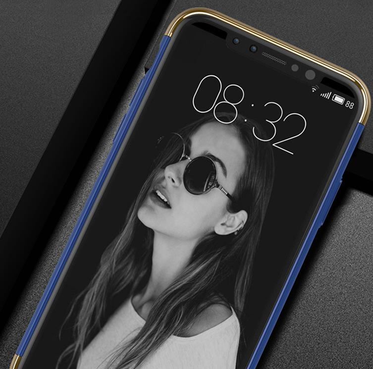 IPhone X Case Gold Line Hard Slim Metal Rose Red R