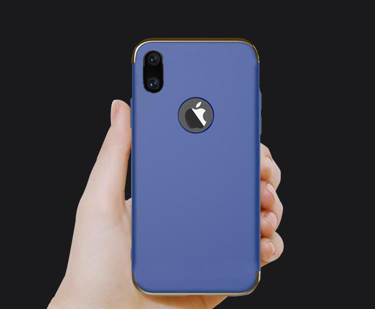 IPhone X Case Gold Line Hard Slim Metal Rose Red R