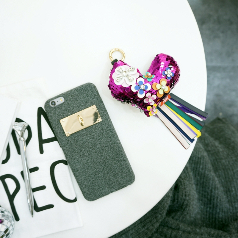 Unique Sequin iPhone Case X 8 Plus Fabric Keyring 