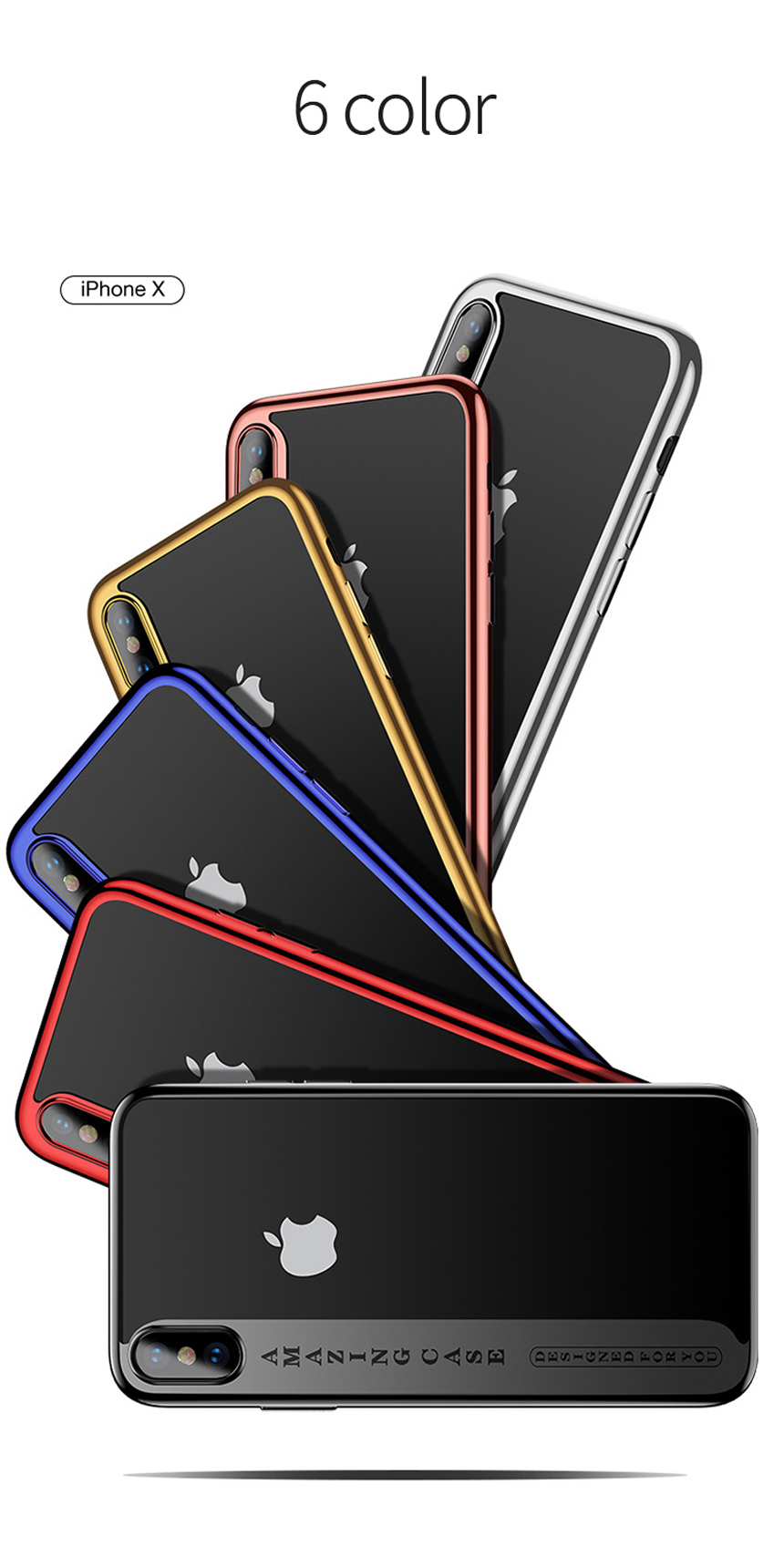 CAFELE Mirror Clear Full Cover iPhone X Case Unusu