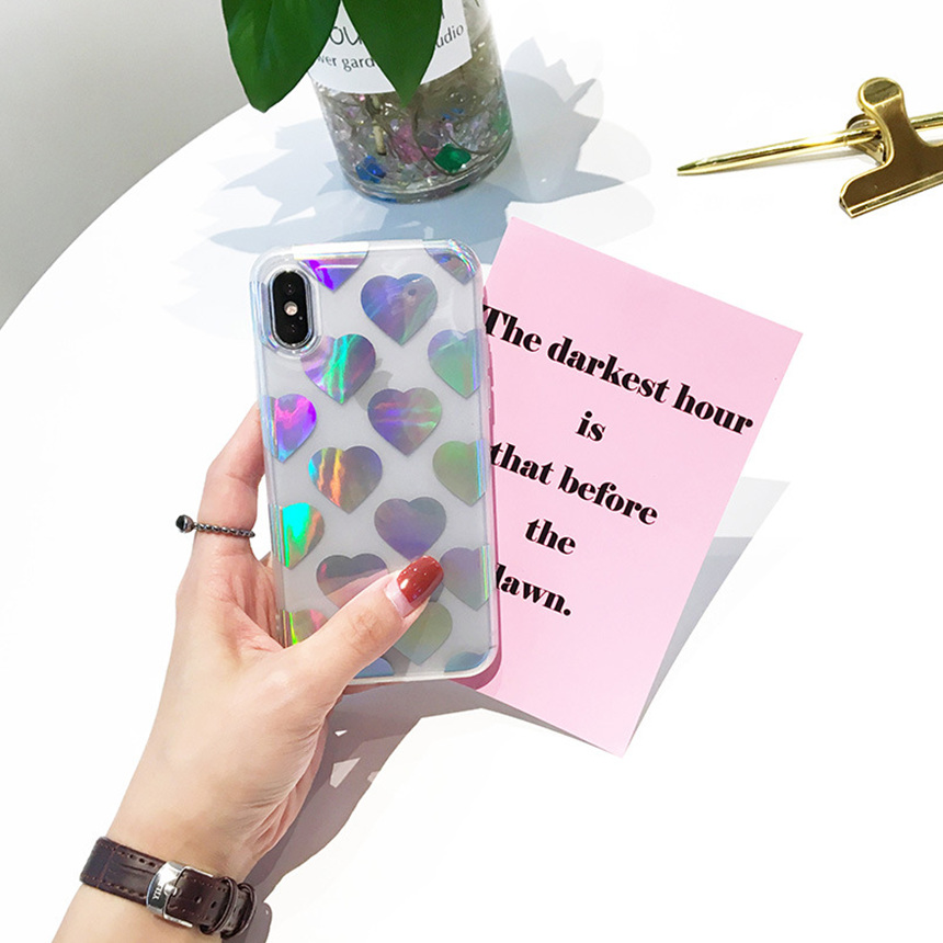 Heart Hologram Mirror iPhone X Case 8+ 7+ 6+ Clear