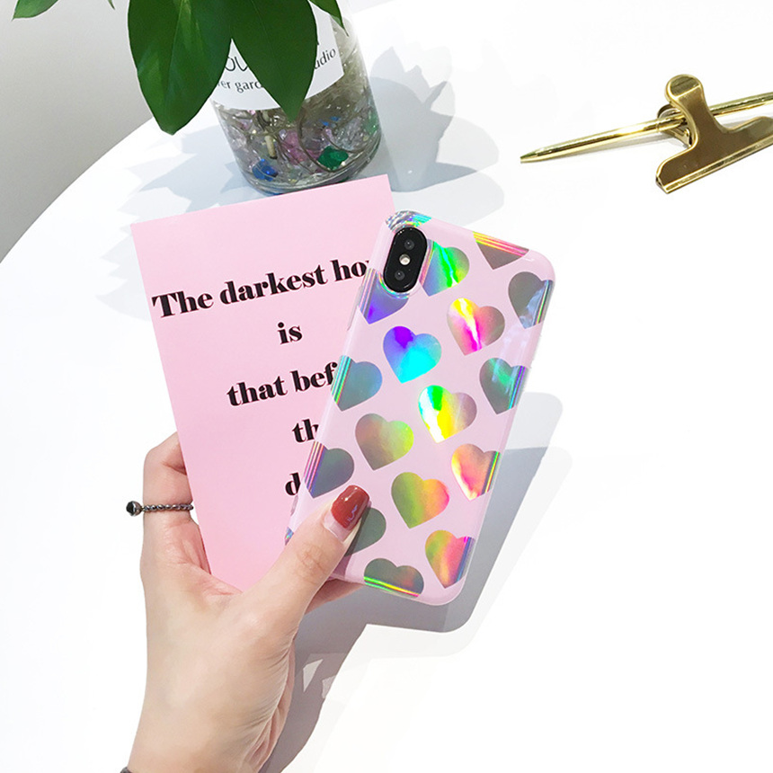 Heart Hologram Mirror iPhone X Case 8+ 7+ 6+ Clear