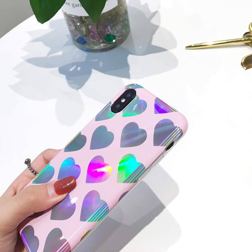 Heart Hologram Mirror iPhone X Case 8+ 7+ 6+ Clear