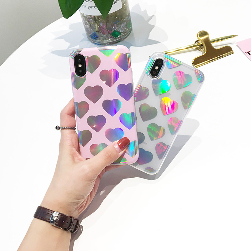 Heart Hologram Mirror iPhone X Case 8+ 7+ 6+ Clear