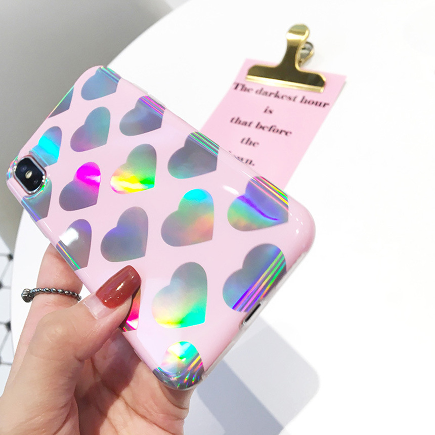 Heart Hologram Mirror iPhone X Case 8+ 7+ 6+ Clear