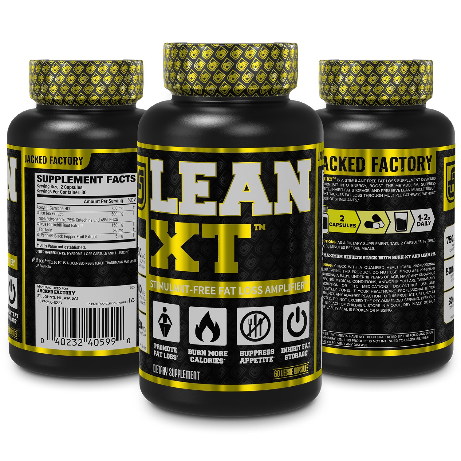 잭 팩토리 LeanXT 흥분제없는 팻버너 60캡슐 다이어트보조제 식욕억제제 / Jacked Factory LeanXT Non